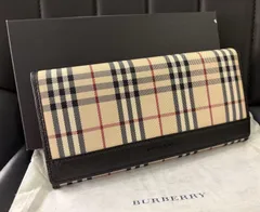 ★NA6397 未使用保管品！ BURBERRY バーバリー 二つ折り 長財布 ノバチェック ブラックのサムネイル
