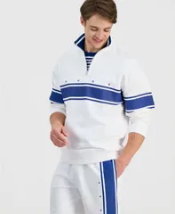 ヒューゴボス メンズ アウター パーカー・スウェット シャツ HUGO Boss Mens Demsizip QuarterZip Sweatshirt White ホワイトのサムネイル
