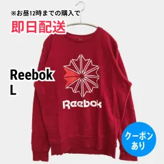 Reebok リーボック スウェット L レッド コットン ニット 前面プリント ブランドロゴ 長袖 メンズ レディースのサムネイル