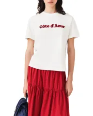 マージュ レディース トップス シャツ 刺繍 Maje Cote dAzur Embroide red T Shirt White ホワイトのサムネイル