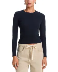マザー レディース トップス Tシャツ MOTHER The Long Sleeve Itty Bitty Crop Tee Black ブラックのサムネイル