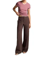 ヴィンス レディース トップス Tシャツ Vネック ウール Vince Wool Pointelle VNeck Tee Dusty Peonyのサムネイル
