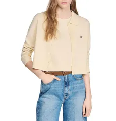 サンドロ レディース アウター カーディガン ウール セーター Sandro Wool Blend Cardigan Sweater Vanillaのサムネイル