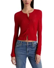 アリスアンドオリビア レディース アウター カーディガン Alice and Olivia Carson Pointelle Cardigan Hibiscusのサムネイル
