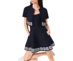 マージュ レディース アウター カーディガン クロップド Maje Crochet Panel Cropped Cardiga navy ネイビーのサムネイル