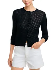 ヴィンス レディース アウター カーディガン クルーネック ウール Vince Crewneck WoolBlendot Cardigan Bow BlackOff White オフホワイトのサムネイル