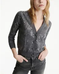 マレーラ レディース アウター カーディガン スパンコール Marella Mlsara Sequin Cardigan Light Grey グレーのサムネイル