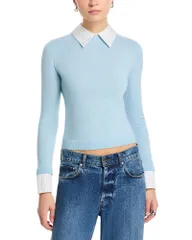 アリスアンドオリビア レディース アウター ニット・セーター Alice and Olivia Porla Colla red Sweater Carolina Blue ブルーのサムネイル