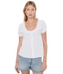 スプレンディット レディース トップス シャツ Splendid Gigi Puff Sleeve Top White ホワイトのサムネイル