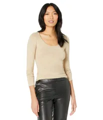 ヴィンス レディース トップス シャツ Vince Long Sleeve Open Scoop Neck Tee Heather Sand Shell ヘザーのサムネイル