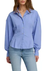 フェイバリット ドーター レディース トップス シャツ プリーツ Favorite Daughter The Back Story Pleated Tie Back Shirt BLUE WHITEのサムネイル