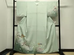 平和屋着物●人間国宝・羽田登喜男　訪問着　鴛鴦花文　暈し染め　金銀彩　正絹　逸品　未使用　CABK2098ghのサムネイル