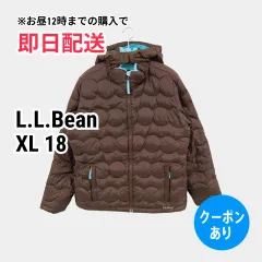 L.L.Bean エルエルビーン ダウンジャケット/コート XL 18 ブラウン ナイロン 無地 キルティング ミドル丈 フードあり フード取り外し可 ジップアップ レディースのサムネイル