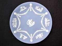 ウェッジウッド ジャスパー エンジェル プレート 約22cm ペールブルー 天使 レリーフ 英国 飾り皿 WEDGWOOD ★のサムネイル