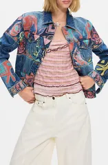 デジグアル レディース アウター コート 刺繍 デニム ジャケット Desigual Embroideredenim Trucker Jacket MEDIUM BLUE ブルーのサムネイル