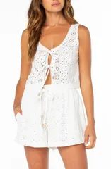 ロキシー レディース トップス シャツ コットン Roxy Kayla Eyelet Cotton Tie Frontop CLOUDANCERのサムネイル