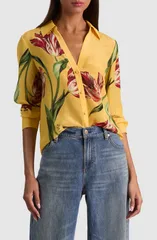 アリス アンド オリビア レディース トップス シャツ プリント シルク Alice Olivia Eloise Tuliprint Silk Shirt SOFTULIP TUSCANYのサムネイル