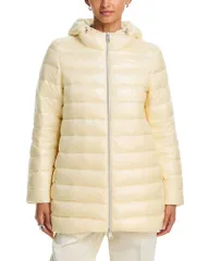 ヘルノ レディース アウター コート A ライン キルティング Herno Quilted Hooded A Line Coat Butter Yellow イエローのサムネイル