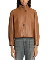 マレーラ レディース アウター ジャケット・ブルゾン レザー Marella MLSSALETTA Leather Jacketobacco Brown ブラウンのサムネイル