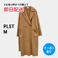 PLST プラステ チェスターコート M ブラウン ウール・ニット ナイロン 無地 ロング丈 フードなし レディースのサムネイル