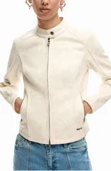 デジグアル レディース アウター コート レザー フェイクレザー ジャケット Desigual Faux Leather Jacket WHITE ホワイトのサムネイル