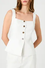 フレンチコネクション レディース トップス シャツ French Connection Square Neck Twill Top SUMMER WHITE ホワイトのサムネイル