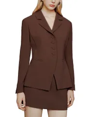 マレーラ レディース アウター ジャケット・ブルゾン ブレザー Marella Notched Collar Contou red Blazer Brown ブラウンのサムネイル