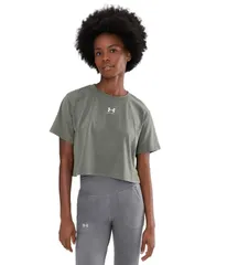 アンダーアーマー レディース トップス シャツ Under Armourival Boxy Tee Wash Clay GreenWhite ホワイトのサムネイル