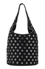 マンゴ レディース バッグ レザー MANGO Grommet Detaileather Bucket Bag BLACK ブラックのサムネイル