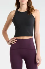 スパンク レディース トップス タンクトップ ハイネック SPANX High Neck Crop Tank VERY BLACK ブラックのサムネイル