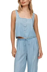 ベラダール レディース トップス シャツ Bella Dahl Square Neck ButtonUp Tank OMBRE MIST WASHのサムネイル