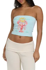 ビラボン レディース トップス シャツ ストラップレス グラフィック Billabong Cocoa Graphic Strapless Top CLEARWATER ココアのサムネイル