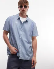 アンブロ メンズ トップス シャツ Umbro short sleeve boxy shirt stripe MBLUE ブルーのサムネイル