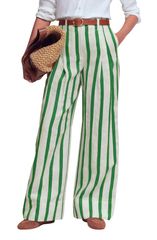 ボーデン レディース ボトムス レギンス パンツ コットン リネン Boden Pimlico Stripe LInen Cotton Pants IVORY FRESH GREEN STRIPE ア