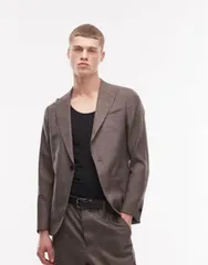 オールセインツ メンズ アウター ジャケット・ブルゾン ウール ブレザー AllSaints Clover wool blend tailo red blazer in taupe brown parのサムネイル