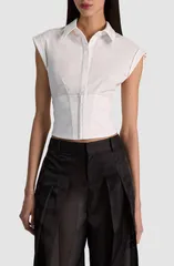 アリス アンド オリビア レディース トップス シャツ Alice Olivia Kim Paneled Corsetop OFF WHITE オフホワイトのサムネイル