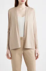 AK アンクライン レディース アウター カーディガン プチ AK ANNE KLEIN Chatham Open Front Cardigan Petite Regular LATTEのサムネイル