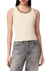 オールセインツ レディース トップス シャツ リブニット コットン ニット AllSaints Lucy Chain Embellished Rib Knit Cotton Blend Tank MAのサムネイル