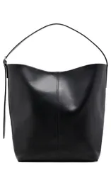マンゴ レディース バッグ レザー MANGO Large Leather Bucketote BLACK ブラックのサムネイル
