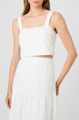フレンチコネクション レディース トップス シャツ French Connection Svea Eyelet Crop Tank SUMMER WHITE ホワイトのサムネイル