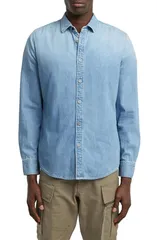 ジースター メンズ トップス シャツ スリムフィット コットン GSTAR Clean Slim Fit Cotton Chambray ButtonUp Shirt FADED THAMESのサムネイル