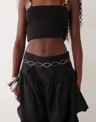 エイソス レディース アクセサリー ベルト ASOS DESIGN oval ring chain belt in hamme red silver tone SILVER シルバーのサムネイル