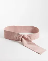 エイソス レディース アクセサリー ベルト スエード ASOS DESIGN faux suede twist cover buckle belt in dusky PINK ピンクのサムネイル