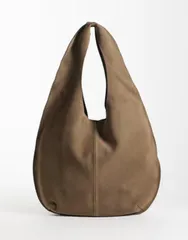 マンゴ レディース バッグ スエード Mango 100 suede sack shoulder bag BROWN ブラウンのサムネイル