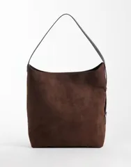 エイソス レディース バッグ スエード ASOS DESIGN faux suede oversized bucketote bag in chocolate チョコレートのサムネイル