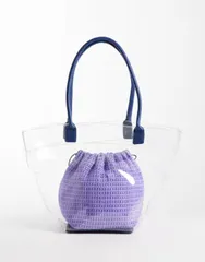 エイソス レディース バッグ ASOS DESIGN transparentote bag with lilac inner pouch LILAC ライラックのサムネイル