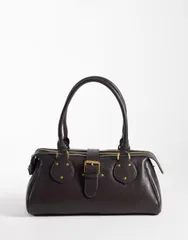 マンゴ レディース バッグ Mango buckle detail shoulder bag in chocolate チョコレートのサムネイル
