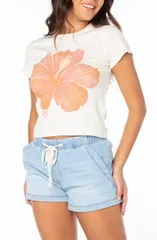 ロキシー レディース トップス シャツ グラフィック Roxy Hibiscuspray 90s Graphic Baby TeeGRETのサムネイル