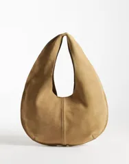 マンゴ レディース バッグ スエード Mango 100 suede sack shoulder bag in tan タンのサムネイル
