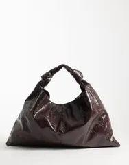 エイソス レディース バッグ ASOS DESIGN textu red slouchy jumbo tote bag in dark chocolate チョコレートのサムネイル